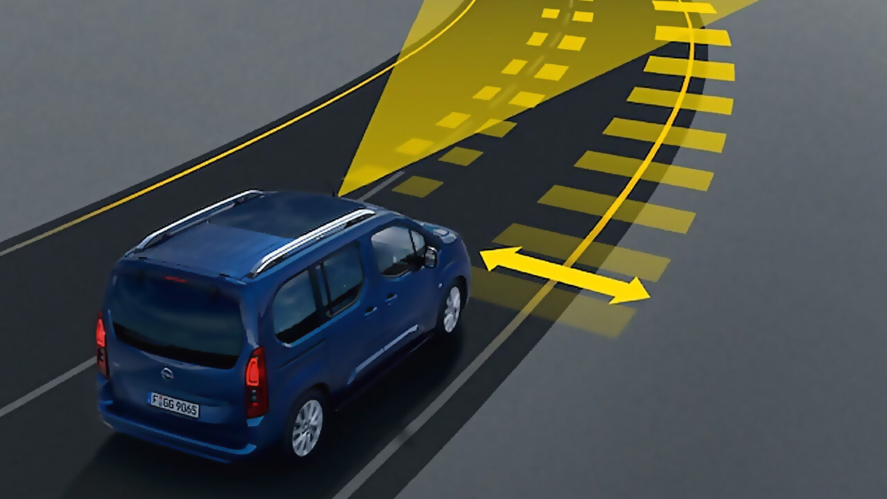 Opel Combo-e Life - Bezpečnost - Asistent jízdy v pruhu Opel Combo-e Life