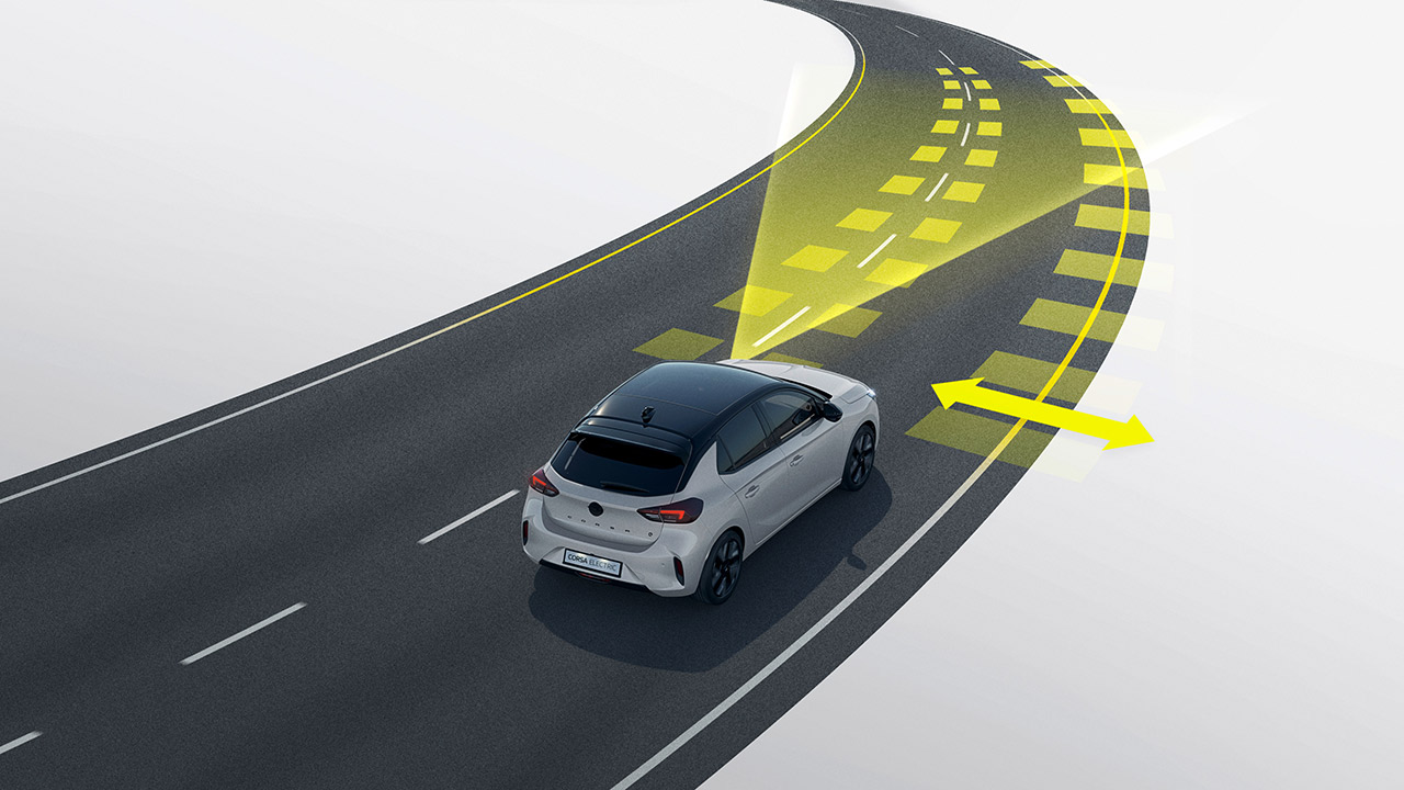 Opel Corsa - Inovace - Asistent jízdy v pruzích a upozornění na vyjetí z pruhu Opel Corsa